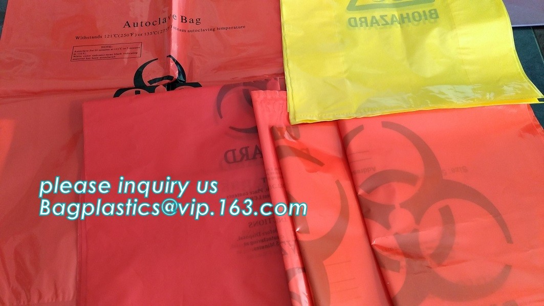 LDPE biohazard waste bin bags disposable medical autoclave bags, biohazard specimen bag plastic adhesive flat bag, bagea