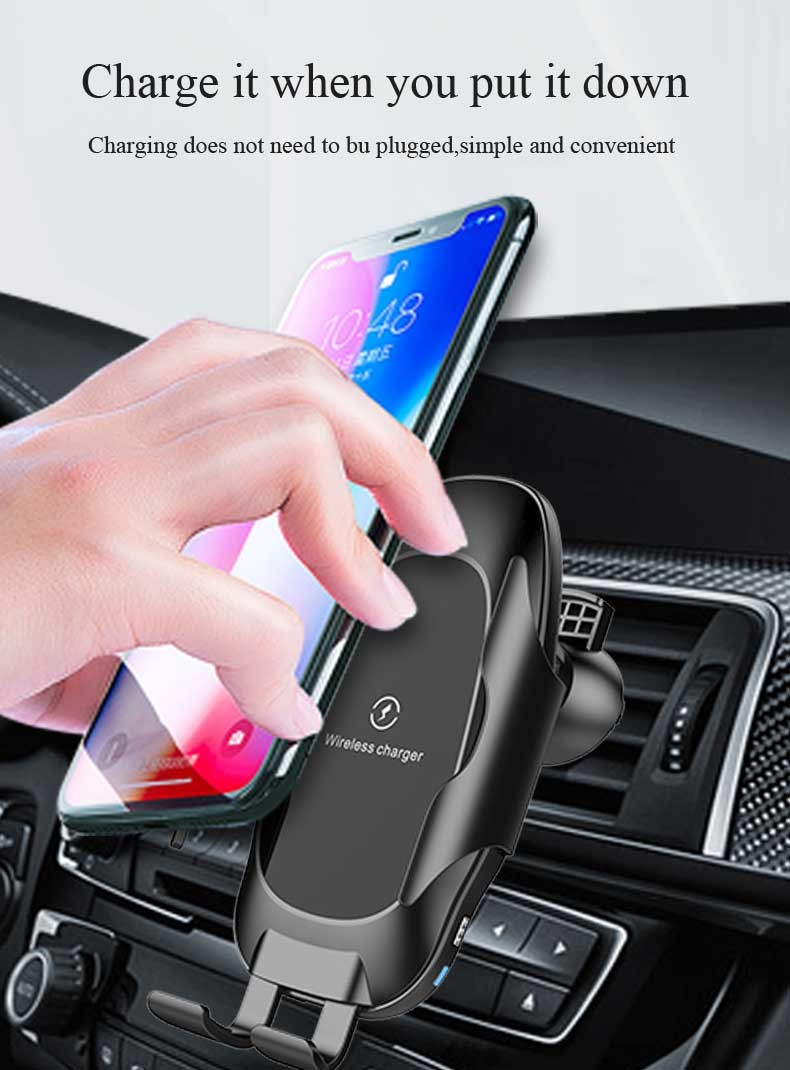 Auto Clamping 10W Car Cellphone Wireless Charger With Suction Cups