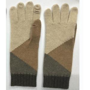 China Cashmere Intarsia Knitted Gloves With Fingers / Asymmetric Pattern Open Slit wholesale