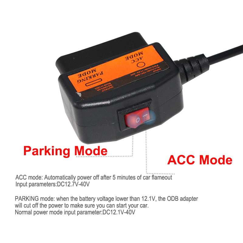 9-36V OBD2 16Pin to USB A Male Step Up Cable for Car Diagnostics