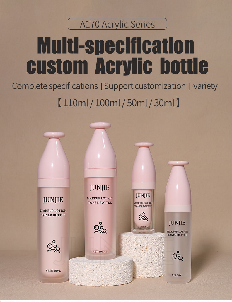 Top Quality Pink Cosmetic Packaging Skin Care Mushroom Head Set 30ml 50ml 100ml 110ml Acrylic Lotion Bottle with Lid