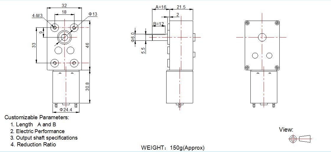 High Quality high torque 6v 12v dc worm gear motor with self-lock function for light product