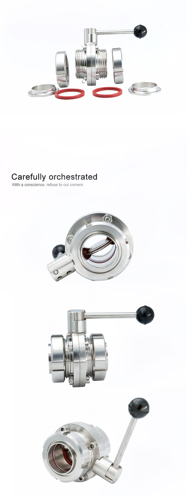 ISO9001 Certified SS304 SS316 Sanitary Stainless Steel Weld End Manual Type Butterfly Valve for Gas Media Distribution
