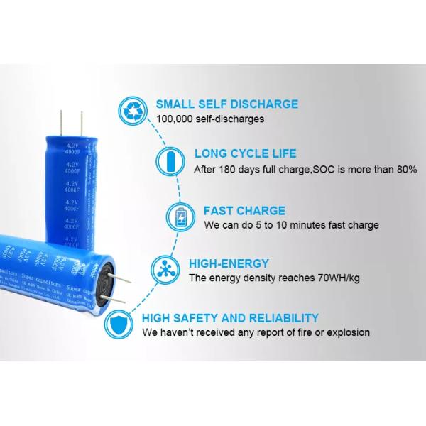 4.2V 4000F Supercapacitor Cell Bank Rechargeable No Explosion