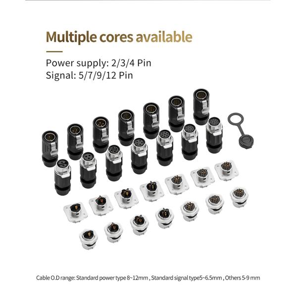 LP20 20A 2-Pin Waterproof Connector IP67 Gold-Plated Brass