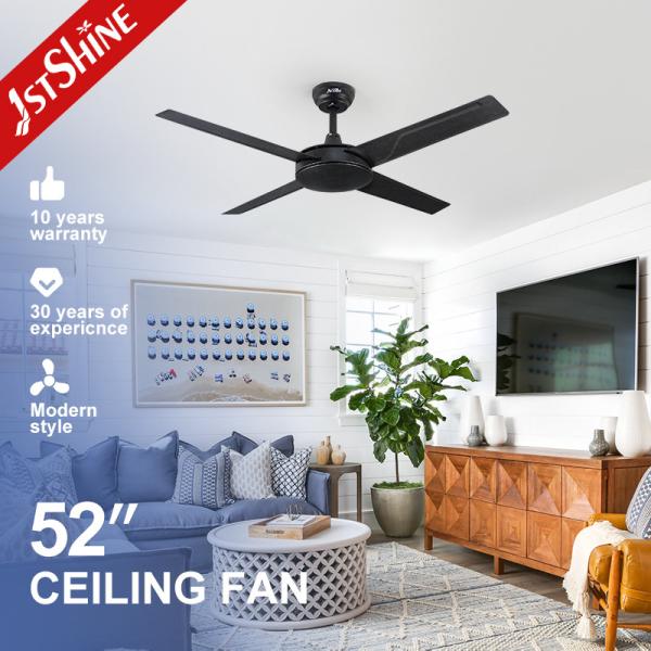 Quality 4 Blades AC Motor 61W Black Metal Ceiling Fan 3 Speeds Remote Control for sale