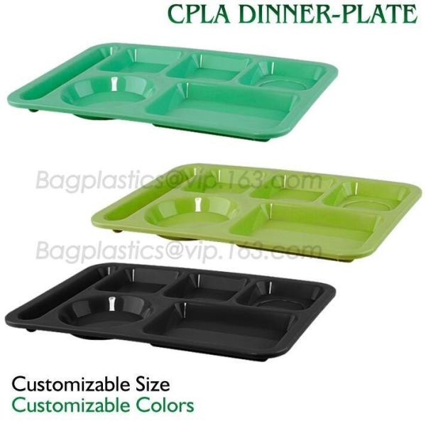 Quality 5 Compartment Lunch Box Disposable Plastic Food Container, biodegradable Fast Food Tray, disposable safety meat tray for sale