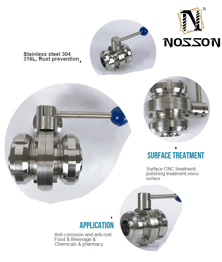 ISO9001 Certified SS304 SS316 Sanitary Stainless Steel Weld End Manual Type Butterfly Valve for Gas Media Distribution