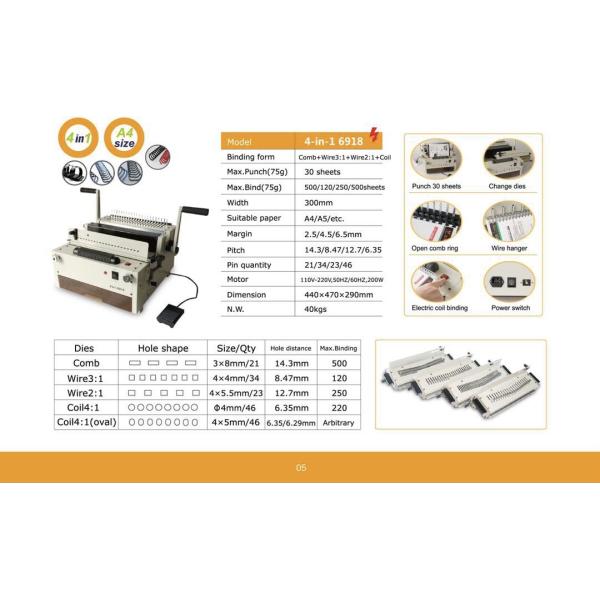 Multi 4 in 1 Electric Wire 2:1 Wire 3:1 Comb And Coil Punching Binding Machine