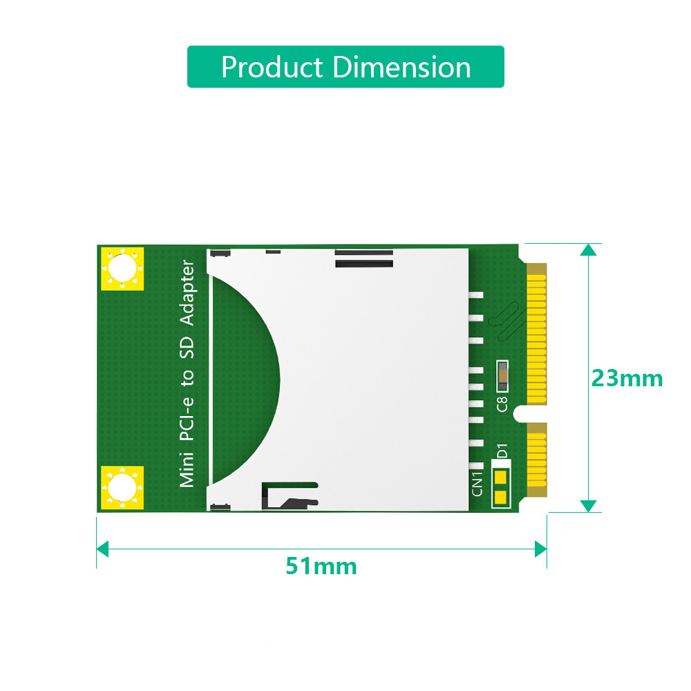 Compact MiniCard Adapter for SD Card Easy to and Mini PCI-e to SD card conversion Install