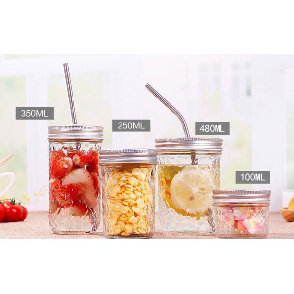 Embossed Clear Wide Mouth Pint Jars For Beverage Jam SGS Certification