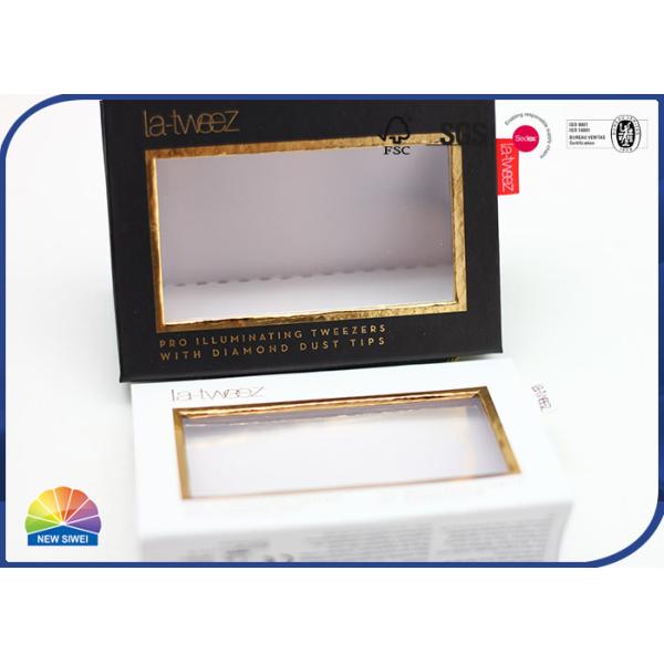 Magnetic Closure Triangle Paper Packaging Boxes PET Visible Window
