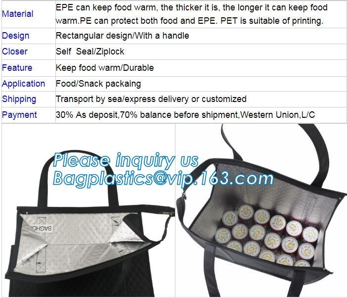 Customized logo printing insulated food delivery cooler bag,wholesale waterproof food delivery thermal bags bagplastics