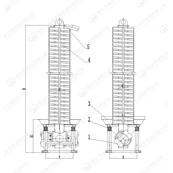 ISO9001 Industrial Bucket Elevators Vertical Vibrating Spiral Lifting Conveyor