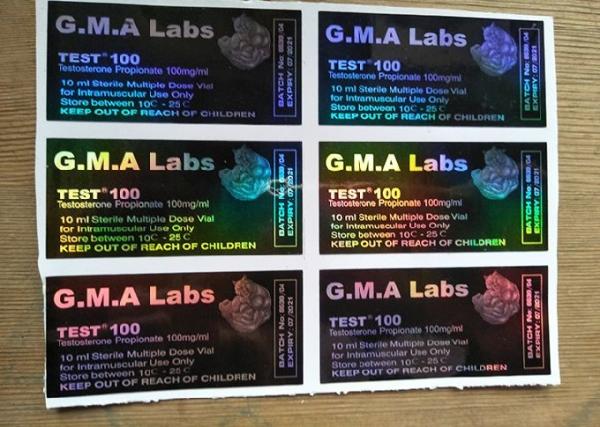 Quality Black GMA Labs Medicine Bottle Label DECA/ TEST E 300 Laser Vial Stickers for sale