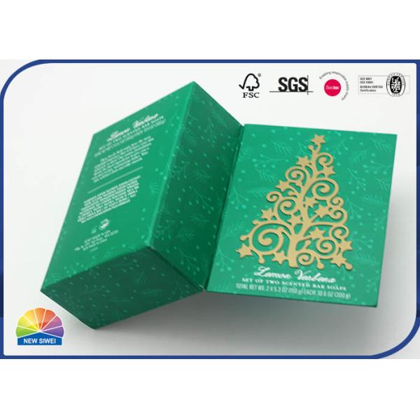 CMYK Foldable Rigid Customized Soap Hinged Lid Boxes Eco Friendly For Christmas
