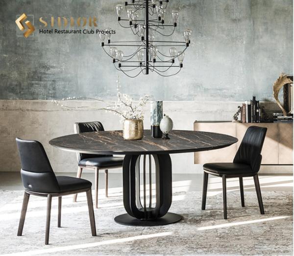 Quality ODM Round Marble Dining Table Set 1.2m for sale