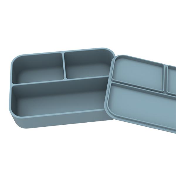 Quality Customize Logo Portable Food Grade Silicone Rectangular Food Container Bento Box With Lid 3 Lattice for sale