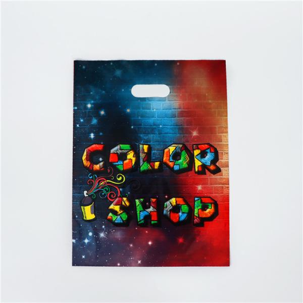 Quality LDPE Die Cut Patch Handle Color Custom Printed Plastic Bag for sale