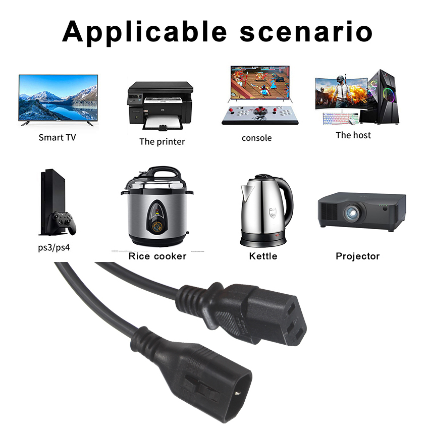 OEM 1.5M Computer AC Electric Power Cord IEC C14 Plug To IEC C13 Female Connectors