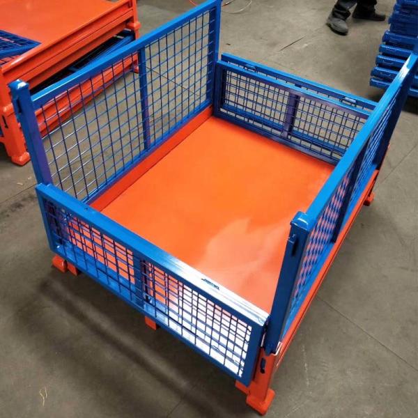 Heavy Duty Stackable Metal Pallet Cage For Warehouse Storage Mesh Bins