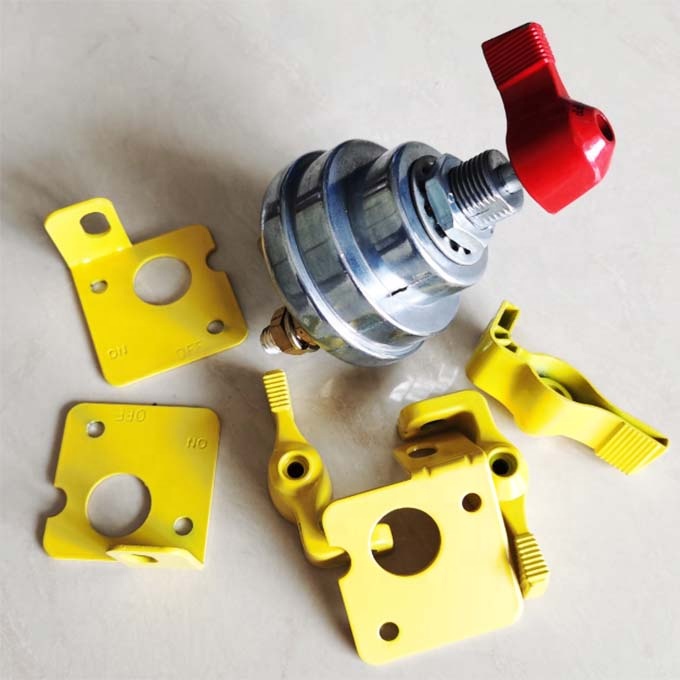 Universal Silver Lockout Lever Kit for A/C Switch on Car Battery Master Disconnect Switch Car Make Car Yellow Red