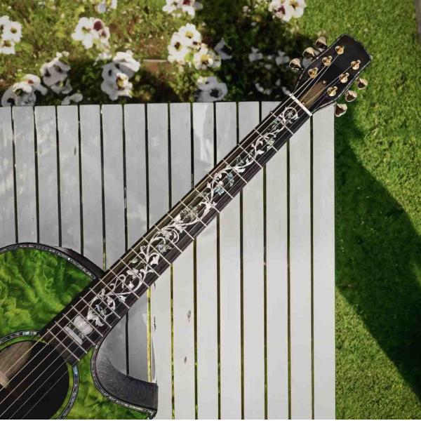 Custom 41 Inch Grand Style 6 Strings Single Cutaway Acoustic Guitar in Transparent Green Color