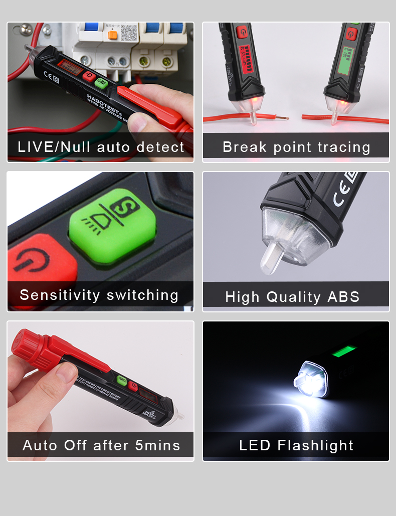 Light Alarm Pen Type Voltage Tester , 12 Volt Non Contact Voltage Tester