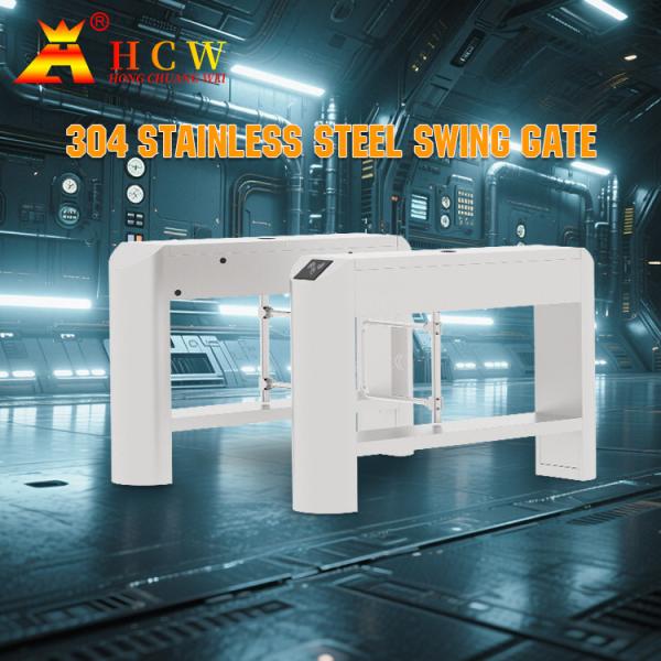 Quality HCW Brushless Motor Automatic Swing Barrier Turnstile 40W For Pedestrian Management for sale
