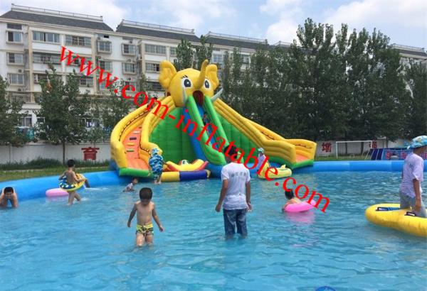 children large inflatable water pool with slide giant inflatable pool slide for