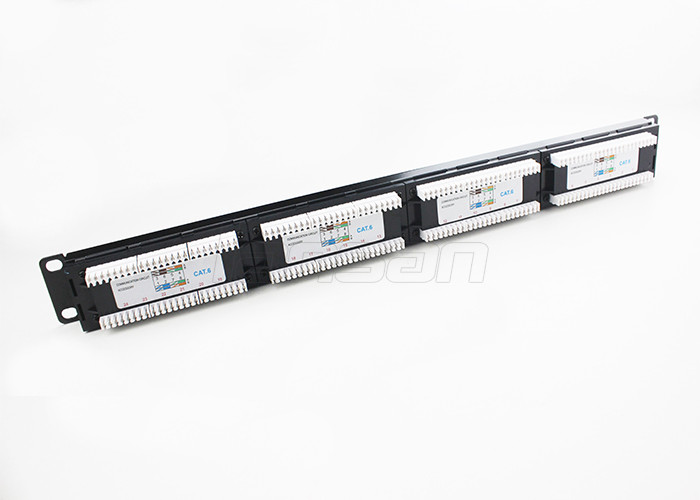 Black Network Cable Assembly FTP Keystone Jack Cat6 Patch Panel 24 Port