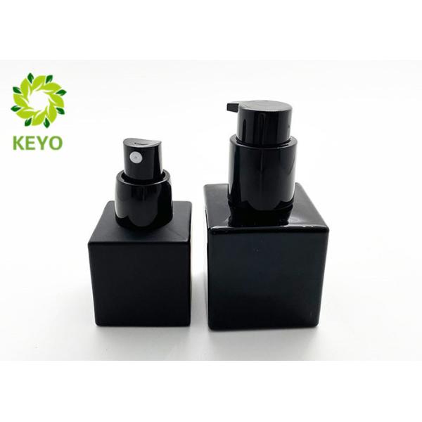 Black Square Glass Bottle With Lock Pump For Cosmetic Package