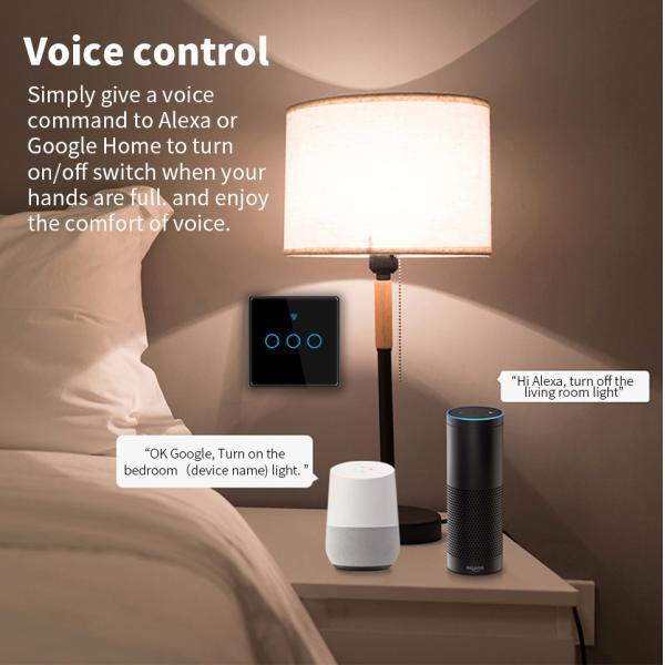 Tuya WIFI Smart Wall Touch Switch Glass Panel LED