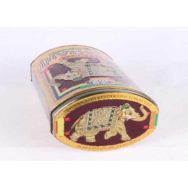 Vintage Design Full Color Printed Oval Shape Big Leaf Tea Packaging Tin Box