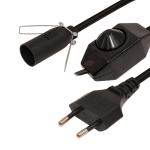 6ft European 2 Prong AC Power Extension Cord E12 Set with Wire Clip and Edison