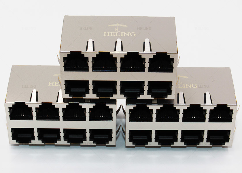 Tab Up Female Lan SMT Connector , Low Profile RJ45 Waterproof Connector