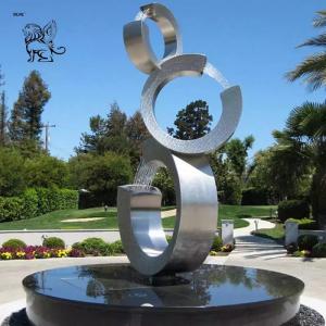 China Stainless Steel Sculpture Fountain Outdoor Large Abstract Metal Garden Statues Modern Art Villa on sale