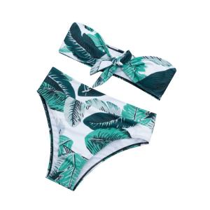 China Tiered Layer Tie a Knot Front Top With Low waist Bikini swimsuit high cut wholesale