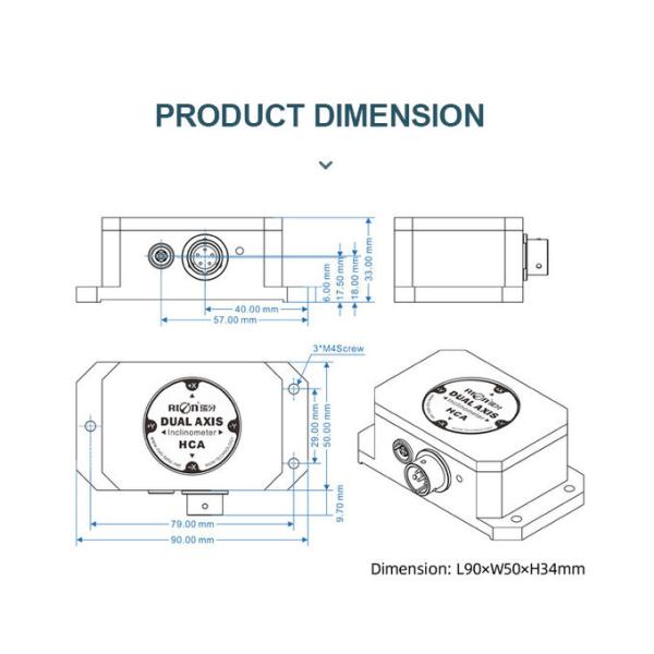 Waterproof Dual Axis Tilt Sensor Inclinometer Analog Voltage Signal