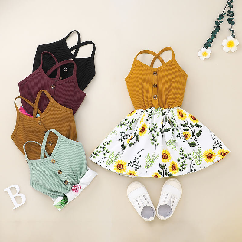 China Printing Fashion Suspender Children'S Dress Clothing Sleeveless wholesale