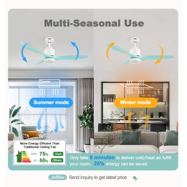52 " Low Energy Saving Silent Ceiling Fan With Remote ABS Plastic Blades