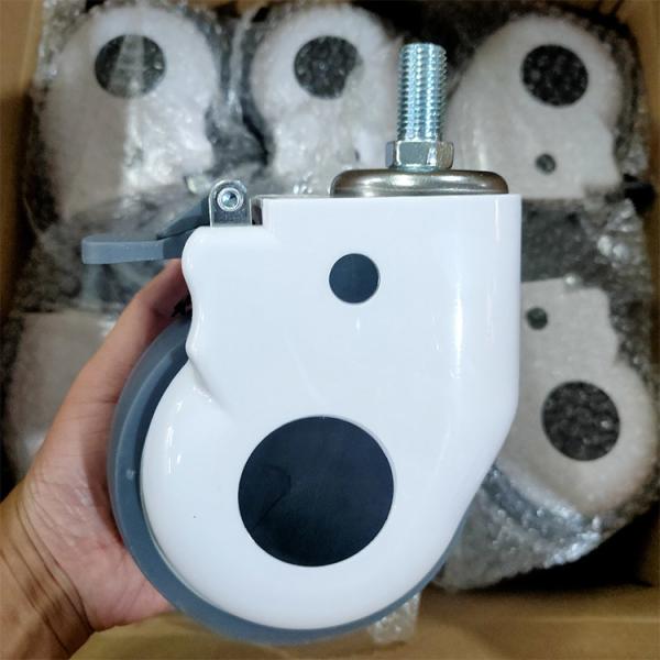 5 Inch Soft Wheel Screw Medical Bed Casters Grey TPR Anti-Winding Silent Hospital Bed Caster Wheels Wholesales