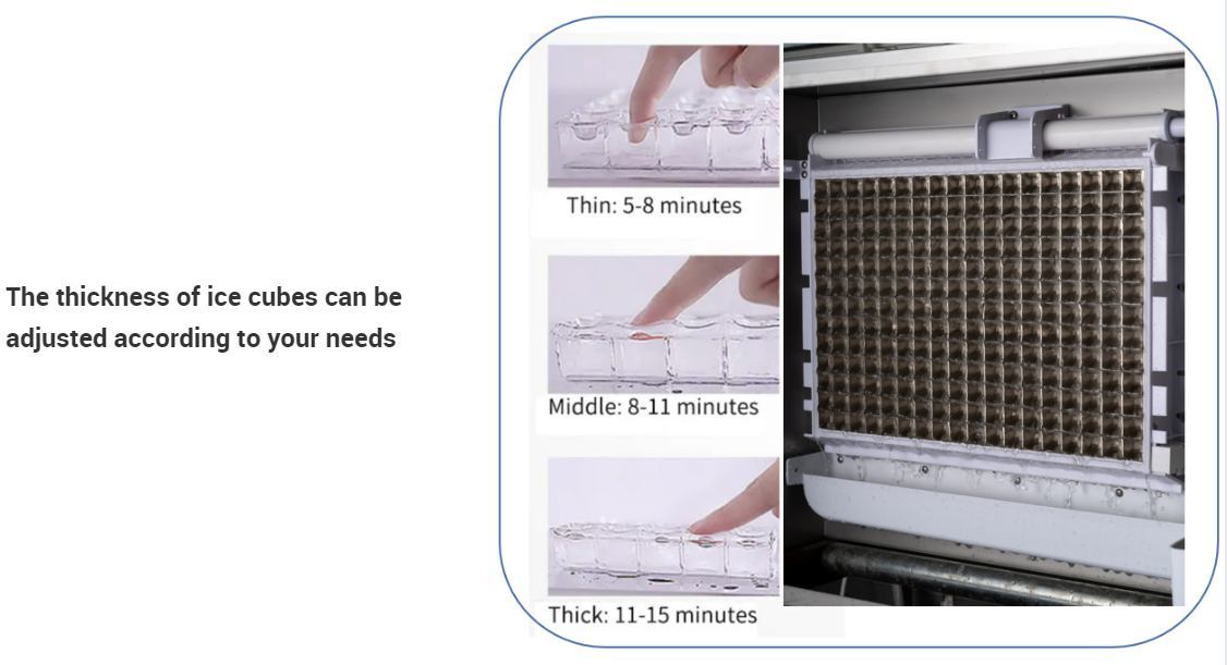200kg Ice Storage Low Noise Commercial Air-Cooling Cube Ice Machine with 0.96KW Power