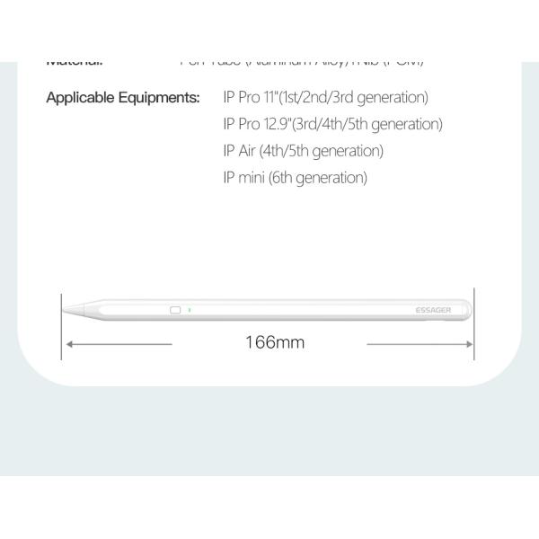 Essager 2022 Sketch White Magnetic Wireless Charging Capacitive Touch Pen for Tablet