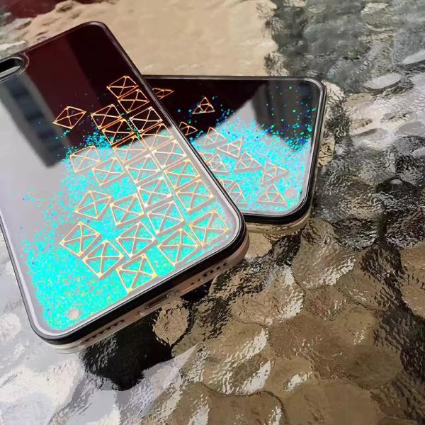 Soft Side Playable Russian Black Square Triangle Glitter Quicksand Cell Phone Case Cover For iPhone 7 6s Plus
