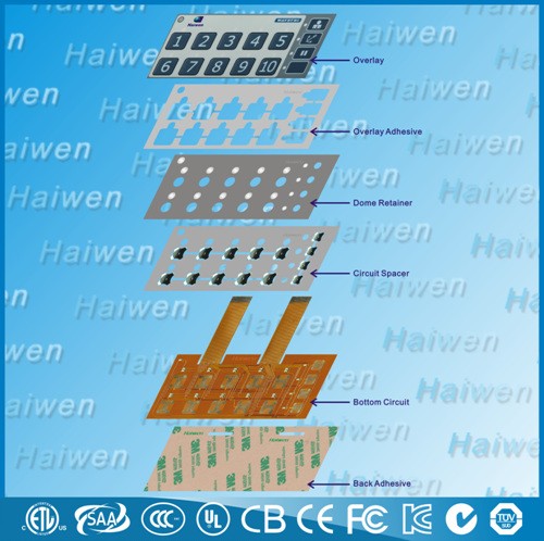 3 button membrane switch keyboard with lcd window