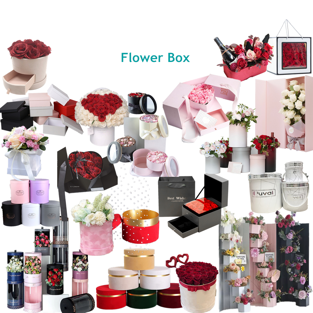 Recyclable Paper Everlasting Rose Gift Box Packaging Pentagon Gold Black