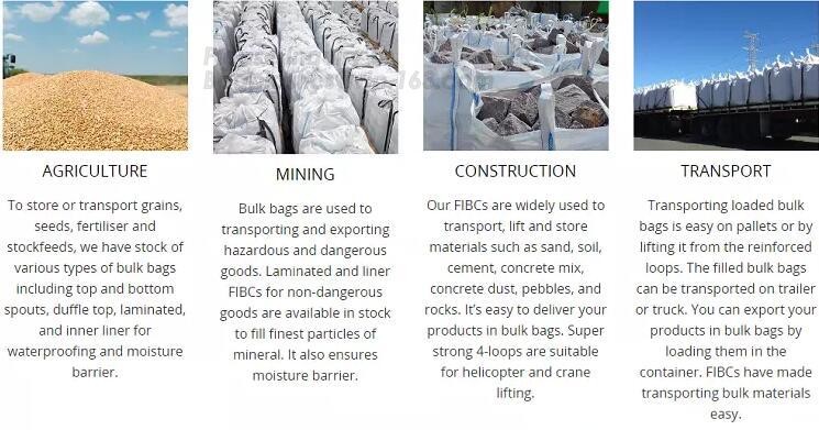 polypropylene woven plastic jumbo bag pp big bag for sand, building material, 500kg-1000kg PP Woven Jumbo Bag Big Bag wi