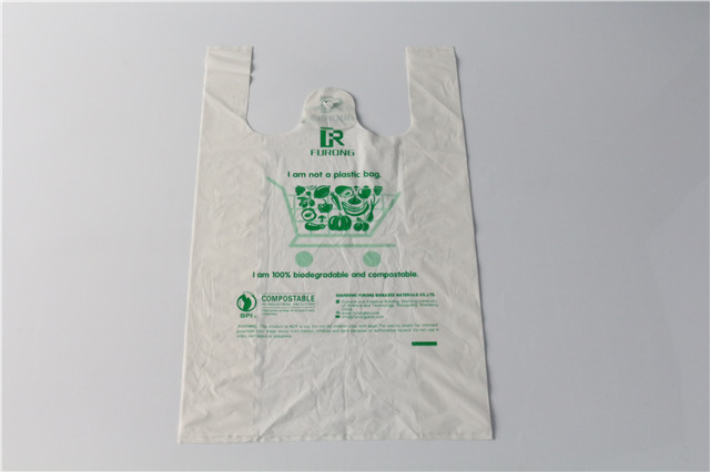 100% Biodegradable Plastic Compostable T Shirt Bag Shopping Bag for supermarket