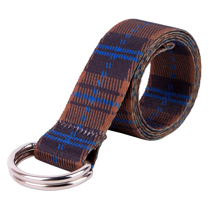 Women Double Loop Belt D Ring Buckle Fabric Web Polyester Fiber